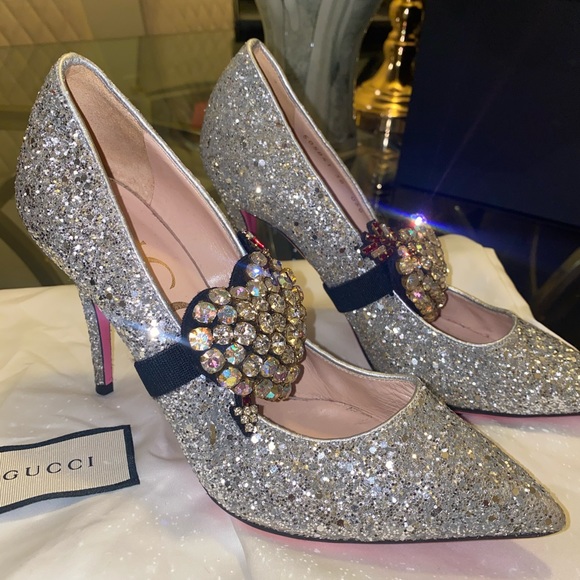 Gucci Shoes - Authentic Gucci Silver Heels Size 38